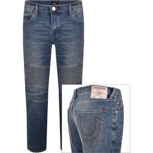 NWT True Religion Men's Rocco Moto Skinny Jeans 29X32 Medium Spiced Orchard Wash